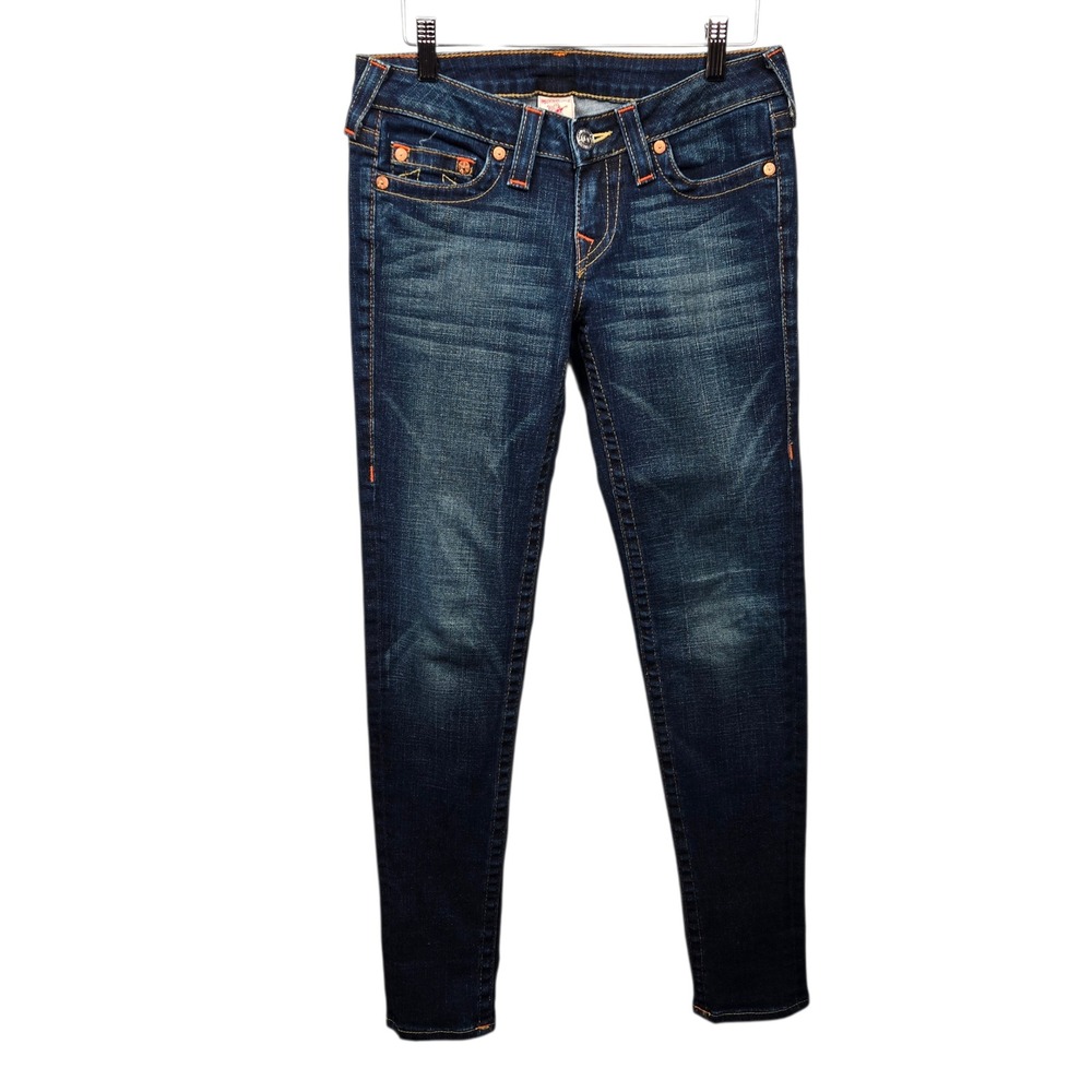 True Religion Stella Y2K Jeans Dark Wash Made in USA Womens Size 27‎ 10H40OM